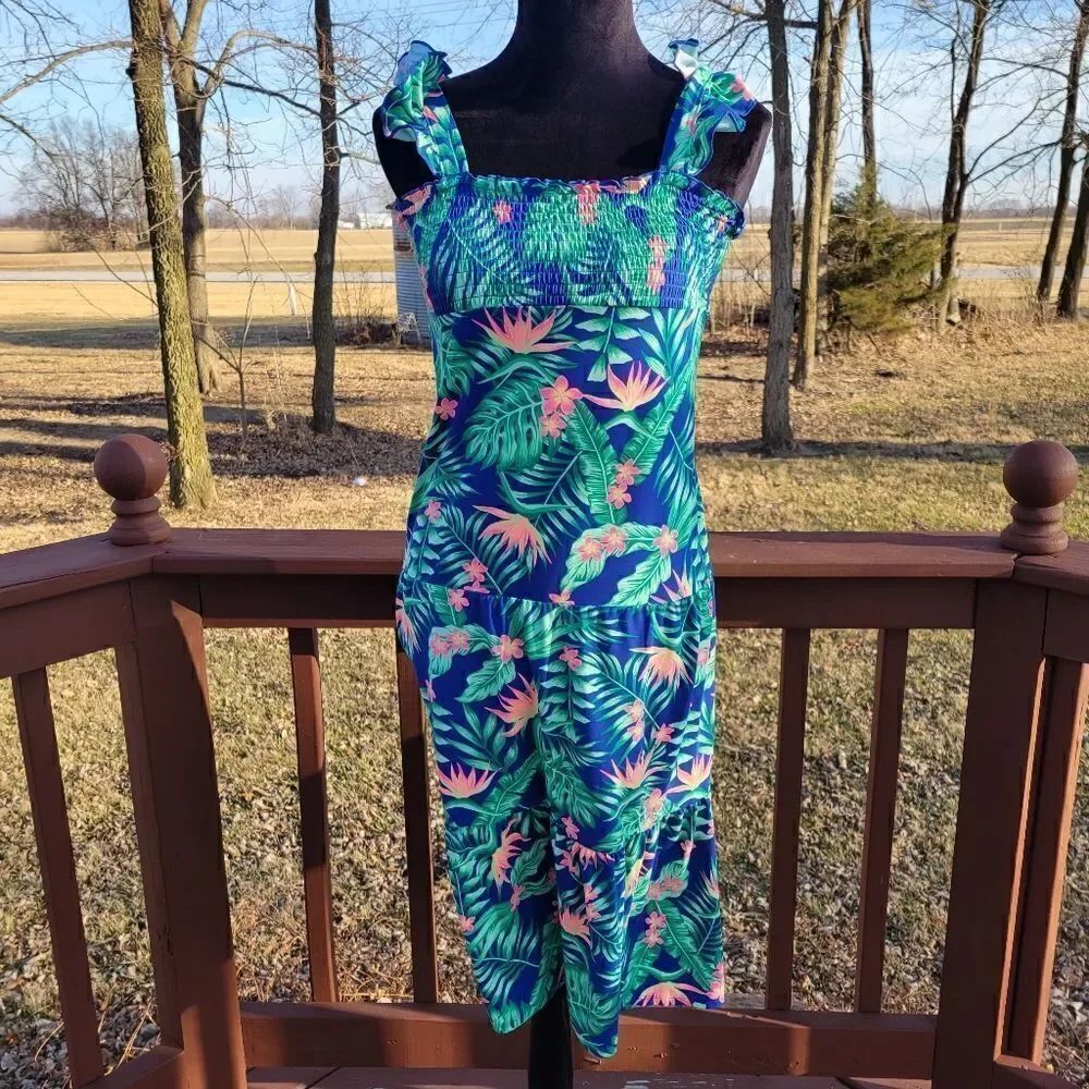 Wonder Nation Girls Smocked Sleeveless Maxi Dress Size 10/12